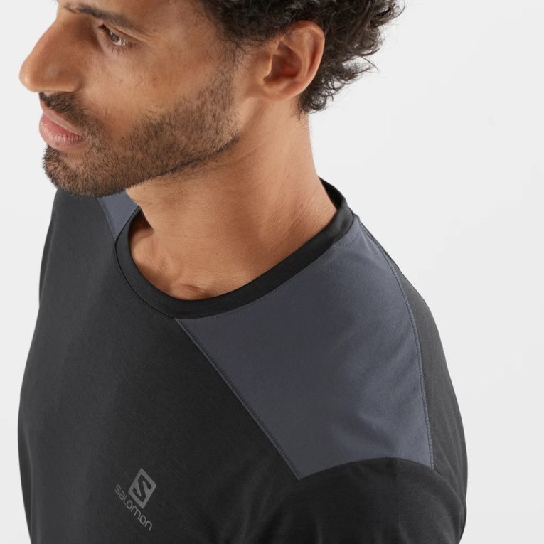 Black Salomon Outline Short Sleeve Men's T-Shirts | IE GD5231